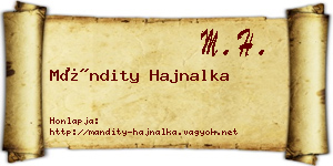Mándity Hajnalka névjegykártya